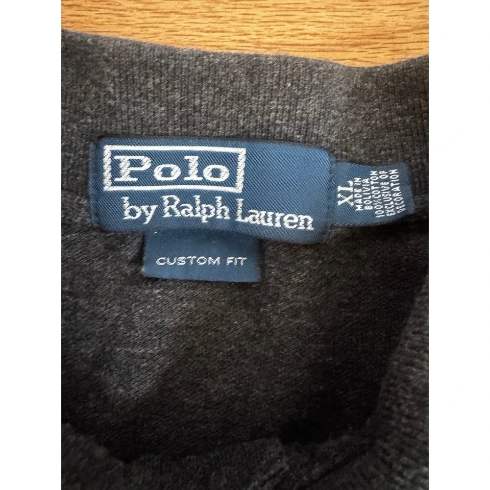 Polo Ralph Lauren Mens XL Custom Fit Short Sleeve Polo‎ Shirt Charcoal Gray Pony